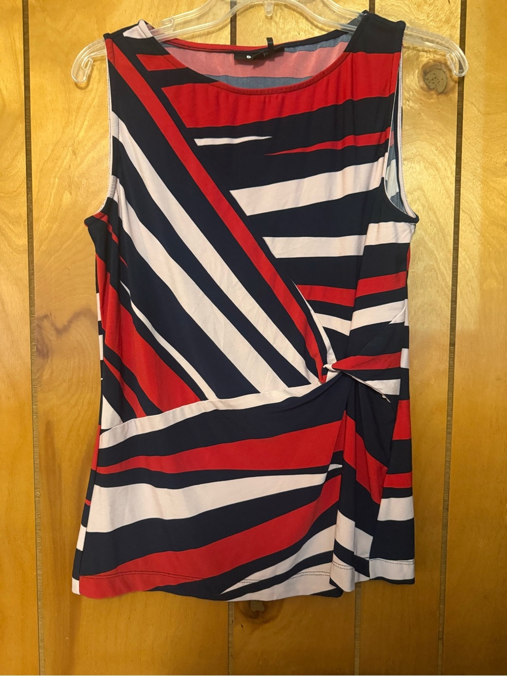 Dkny Sleeveless Knit Shirt in Red, Navy & Pink Stripes